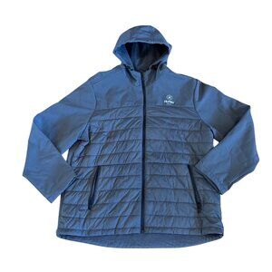 Hurley Puffer Jacket Mens Gray Hooded XXL Fleece Lining Full Zip Pockets